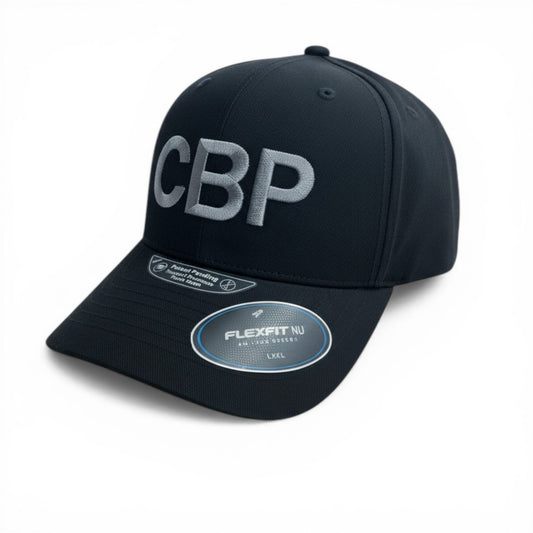 CBP GREY LETTERS EMBROIDERED ON BLACK FLEXFIT HAT