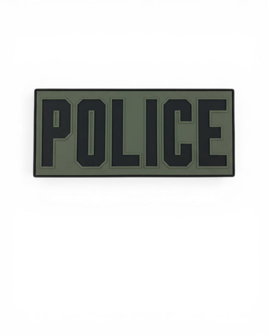 *NEW PVC POLICE PATCH OD/BLACK 9"X4"
