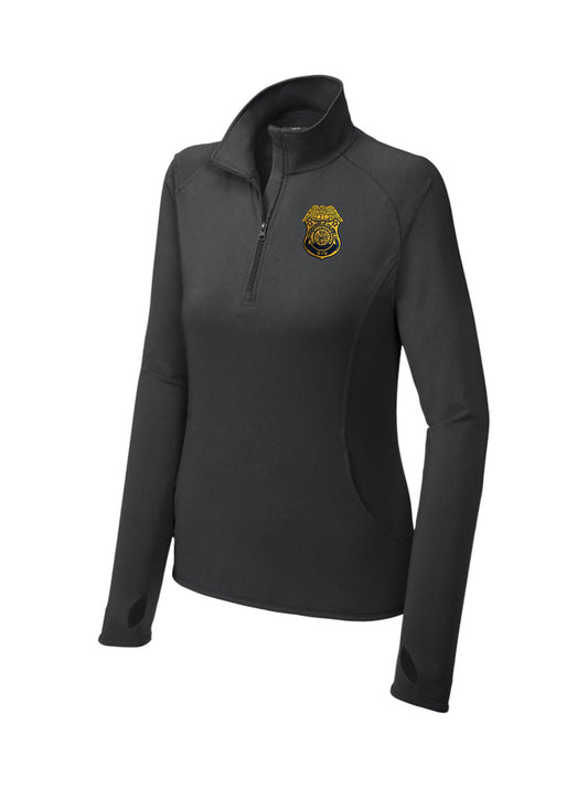WOMEN'S ARMY CID EMBROIDERED SPORT WICK STRETCH 1/2 ZIP PULLOVER CLEARANCE