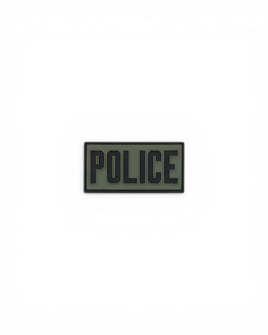 *NEW PVC POLICE PATCH OD/BLACK 4"X2"