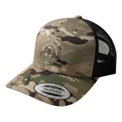 AF OSI  BADGE LEATHERETTE CAMO PATCH ON YP CLASSIC HAT-STC39