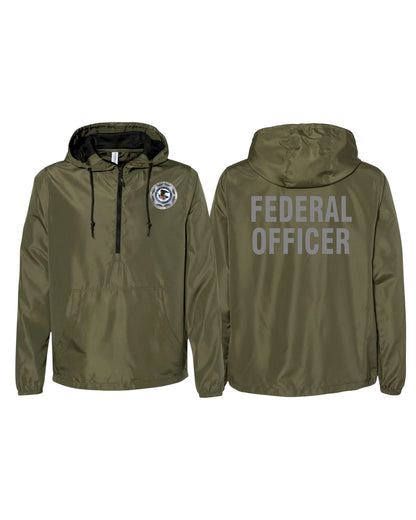 INDEPENDENT TRADING LIGHTWEIGHT QUARTER-ZIP WINDBREAKER PULLOVER W/ BOP BADGE PRINTED