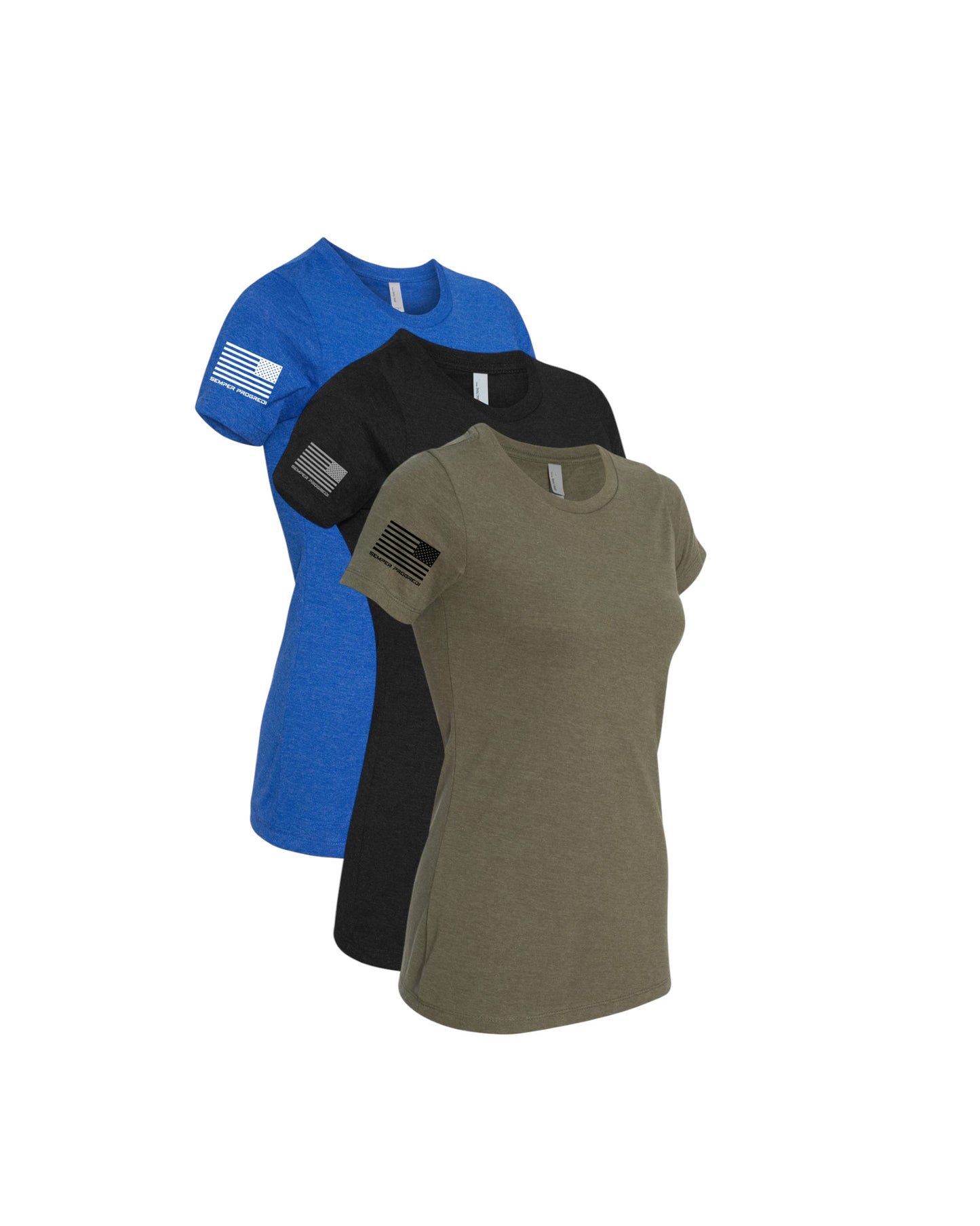 NEXT LEVEL 3 PACK SEMPER PROGREDI REV FLAG LADIES SHIRT-6610 ** FREE PVC PATCH