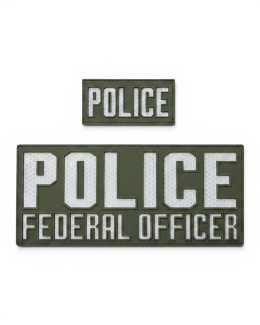 NEW! POLICE FEDERAL OFFICER PVC REFLECTIVE PATCH SET