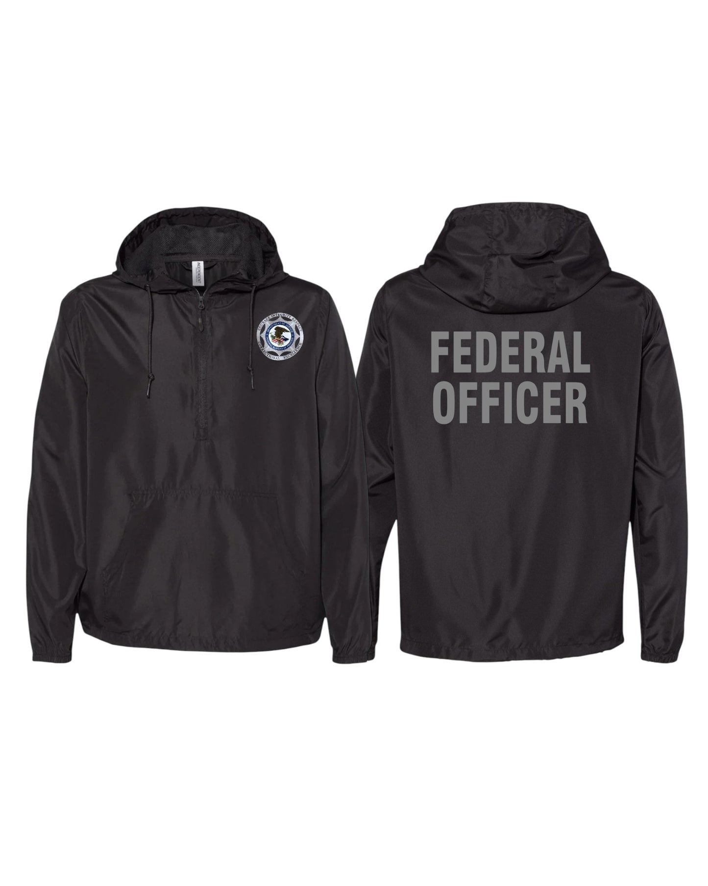 INDEPENDENT TRADING LIGHTWEIGHT QUARTER-ZIP WINDBREAKER PULLOVER W/ BOP BADGE PRINTED