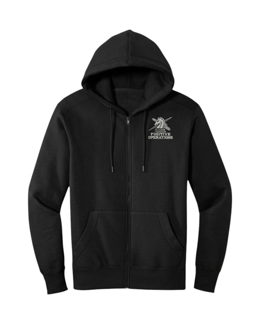 ICE FUGITIVE OPS EMBROIDERED ON FULL ZIP HOODED SWEATSHIRT-DT1103 CLEARANCE