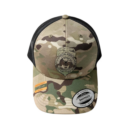 AF OSI  BADGE LEATHERETTE CAMO PATCH ON YP CLASSIC HAT-STC39