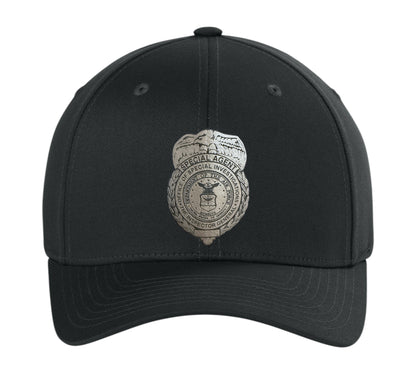 AF OSI BADGE LEATHERETTE PATCH ON FLEXFIT HAT-6277
