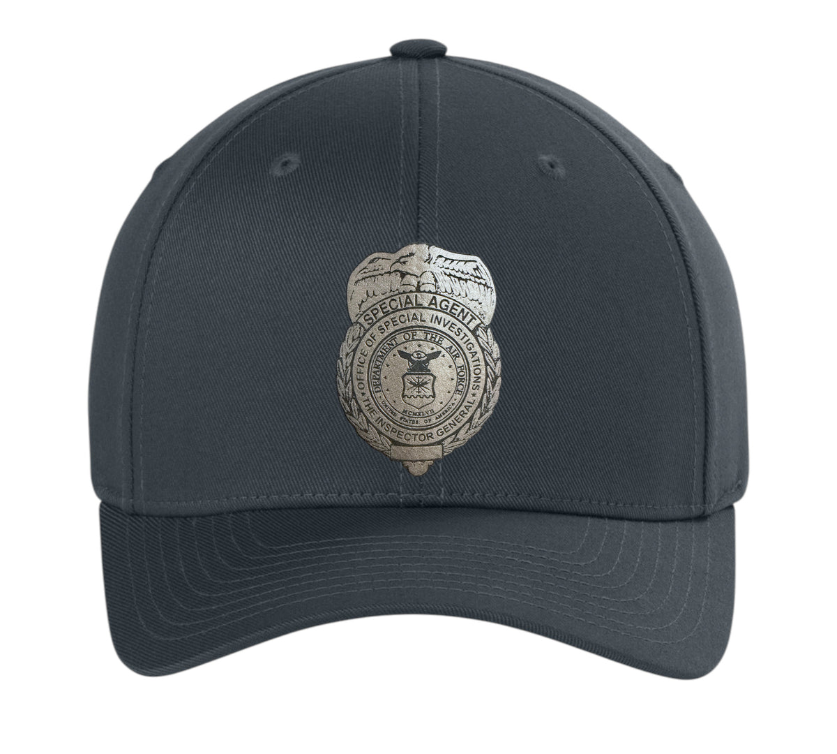AF OSI BADGE LEATHERETTE PATCH ON FLEXFIT HAT-6277