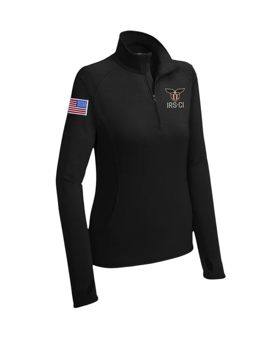 LADIE'S IRS CI S/A SEAL W/ REV MULTI FLAG 1/4 ZIP PULLOVER-LST850