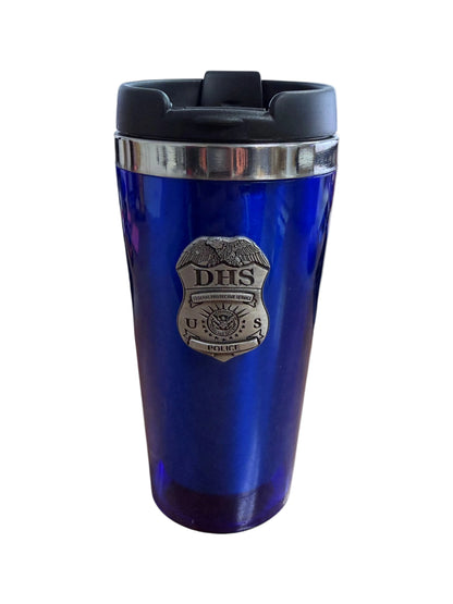 DHS FPS POLICE TUMBLER W/ PEWTER BADGE