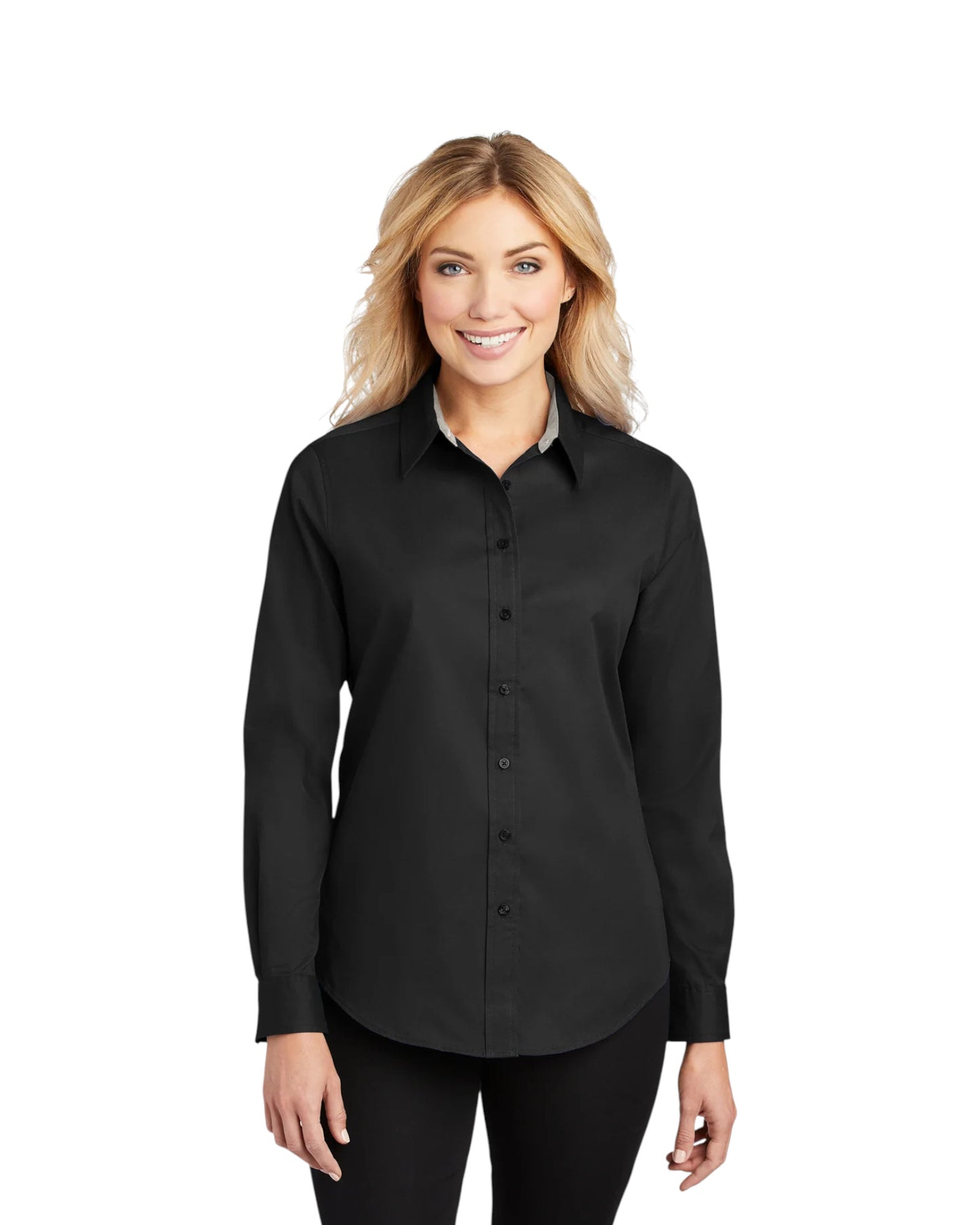 LADIES LONG SLEEVE BUTTON SHIRT L608