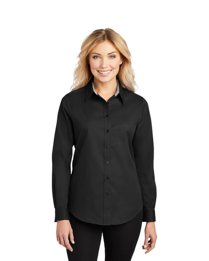 LADIES LONG SLEEVE BUTTON SHIRT L608